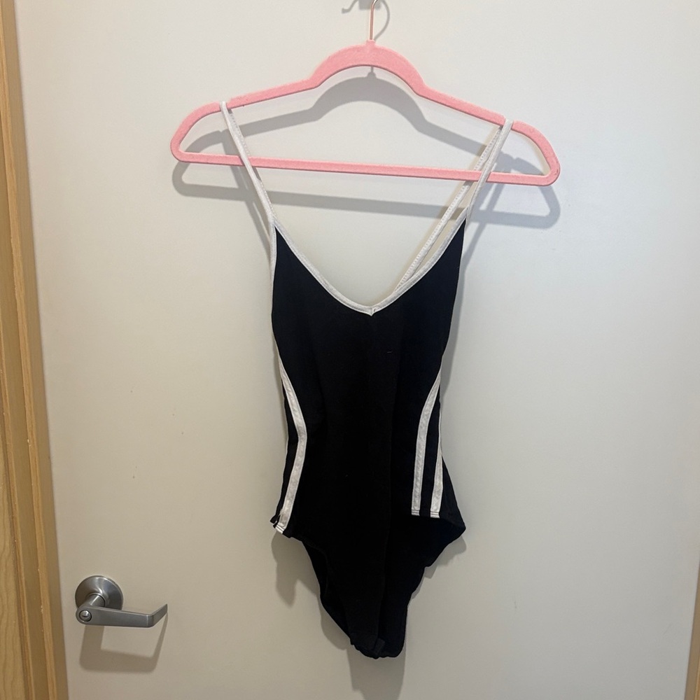 Black Bodysuit with White Trim